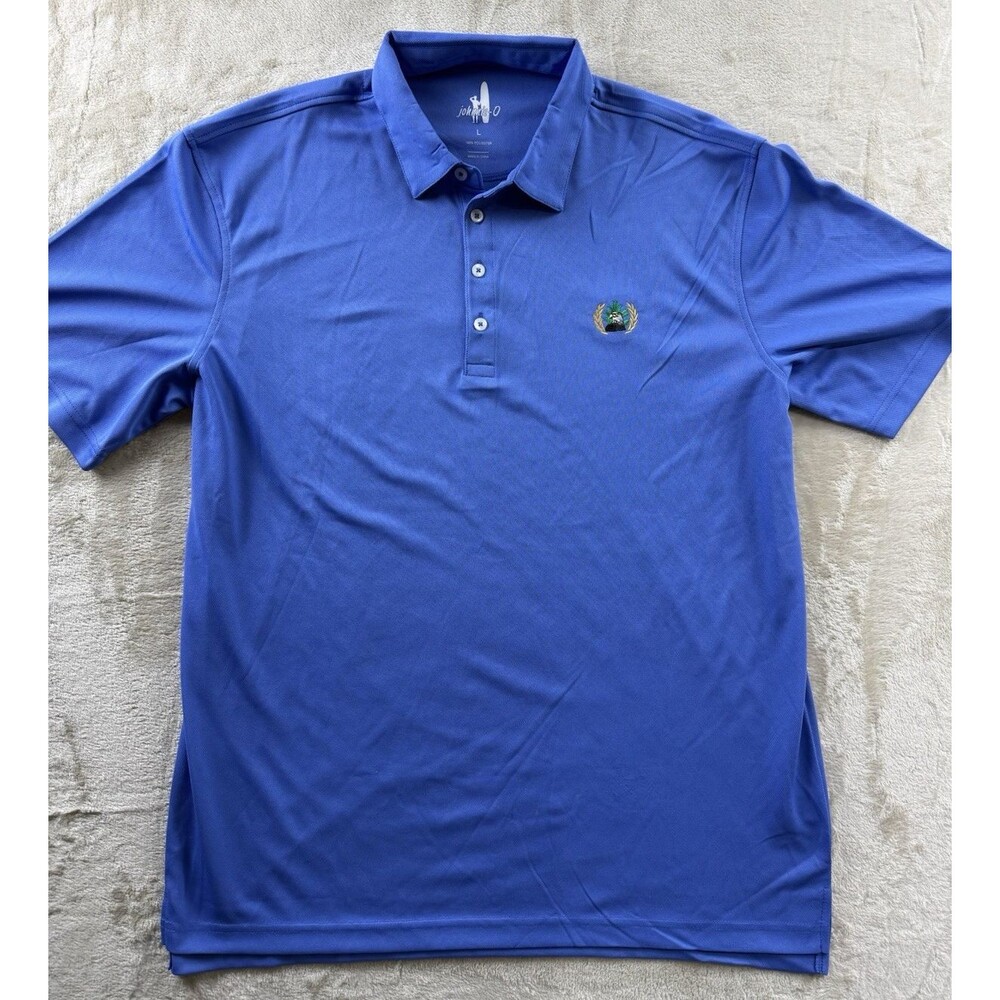 Johnnie O Polo Shirt Mesh Men Quick Dry Performance Golf Blue L Scouting America